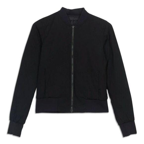 Lululemon Athletica Black Non-Stop Bomber Zip Jacket Size 4 - Picture 1 of 8